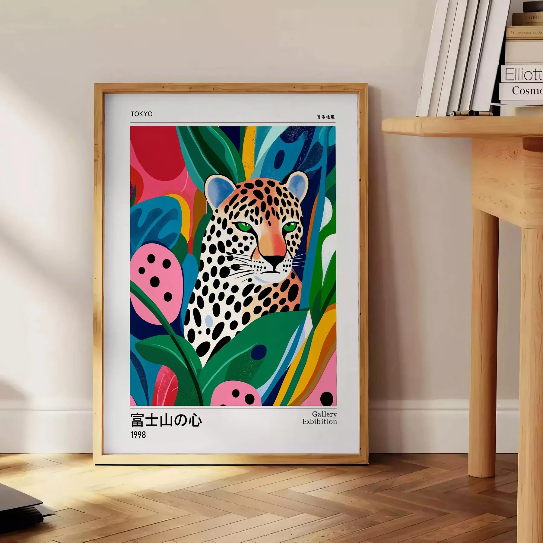 captivating fusion leopard motifs Yayoi Kusama iconic style stunning blue white poster art lovers contemporary decor enthusiasts A4 cm A0 print sizes space modern flair