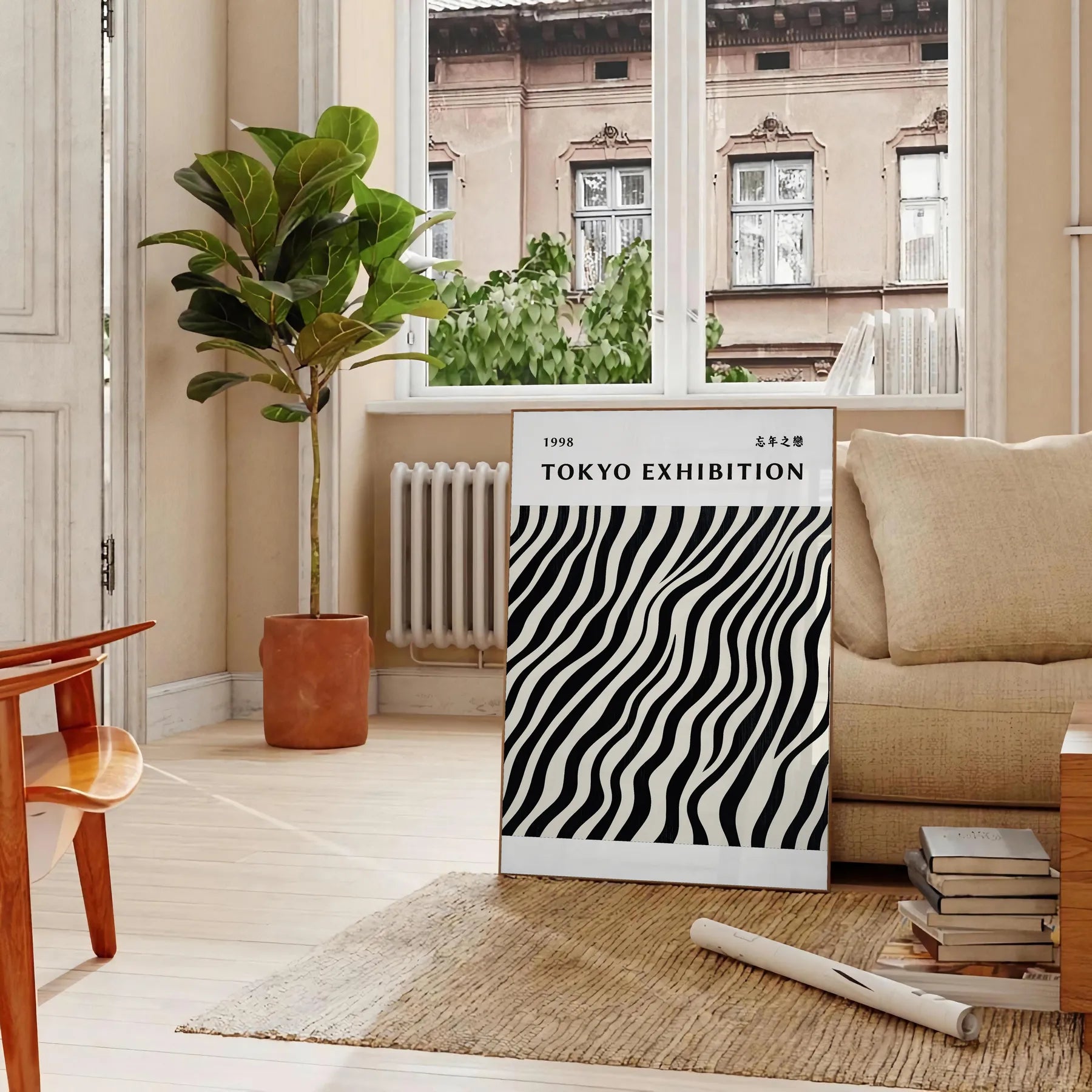 captivating artistry Yayoi Kusama Japanese poster elegant gray white hues modern spaces minimalist piece sophistication style allure world sizes A4 cm A0