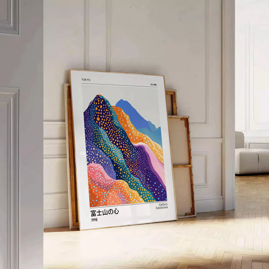 space Fuji Spirit Yayoi Kusama 4 poster hues white blue iconic artist essence art lovers interior enthusiasts sizes A4 cm A0