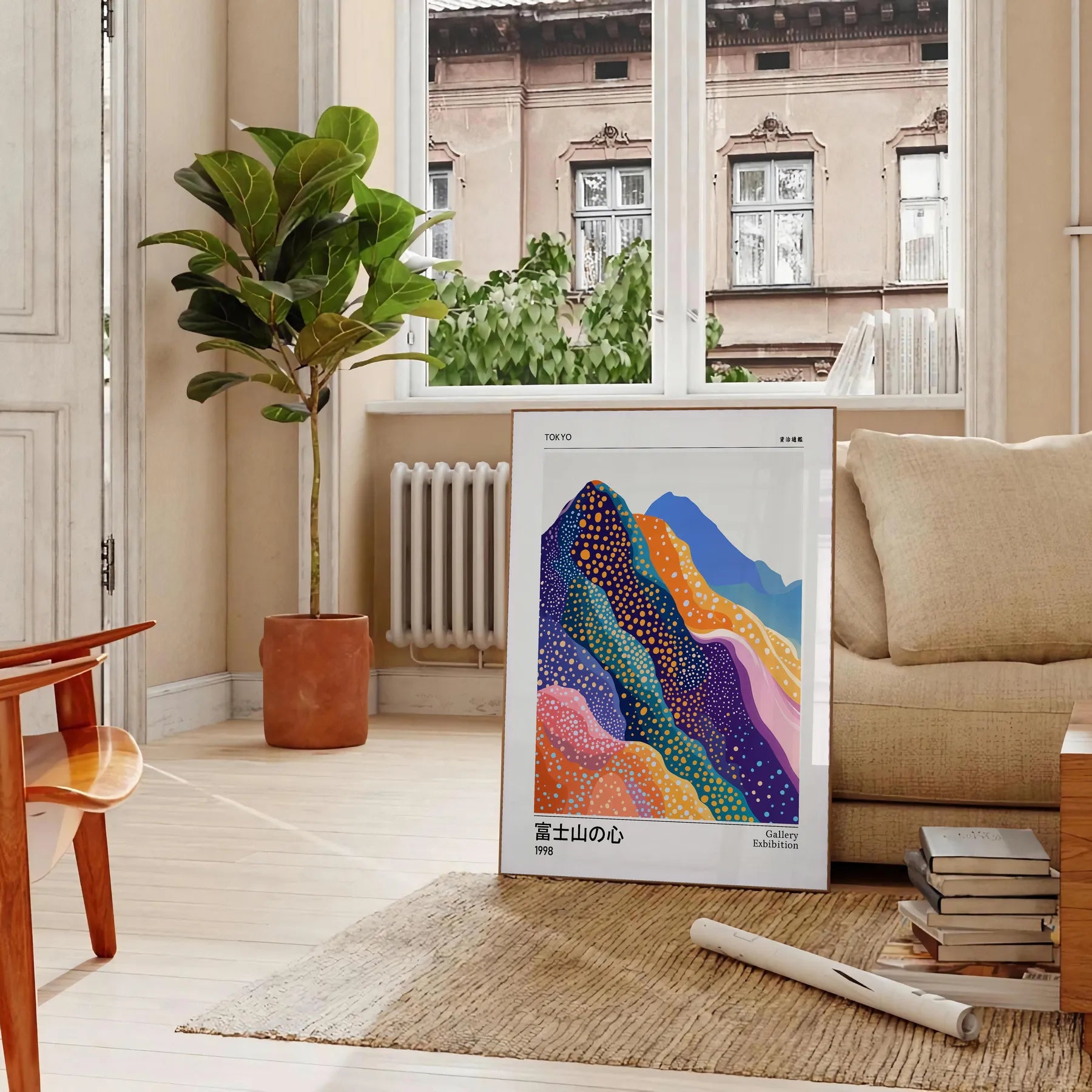 space Fuji Spirit Yayoi Kusama 4 poster hues white blue iconic artist essence art lovers interior enthusiasts sizes A4 cm A0