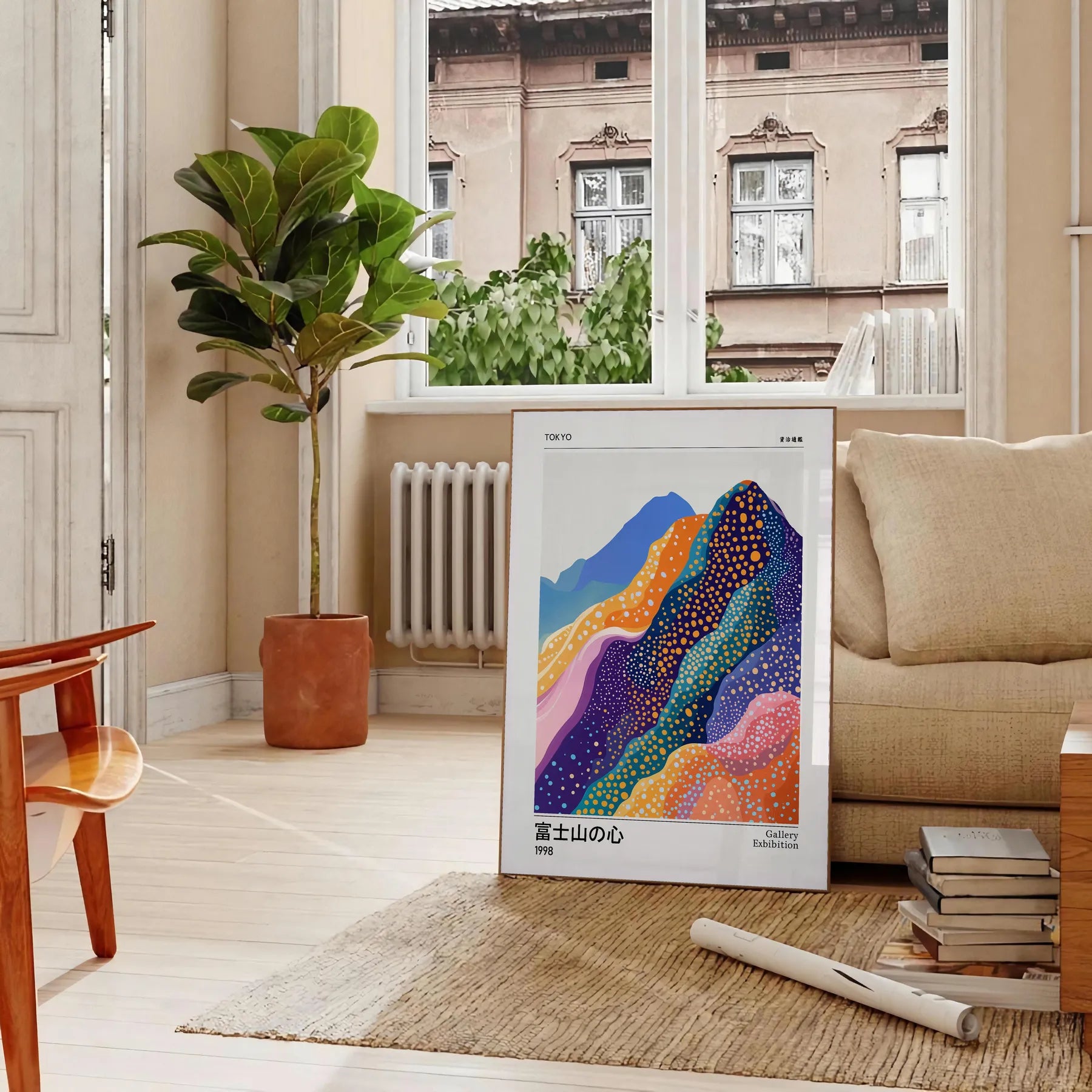 captivating fusion nature art Fuji Spirit Yayoi Kusama 5 poster serene blend white blue masterpiece iconic touch lovers collectors unframed order today