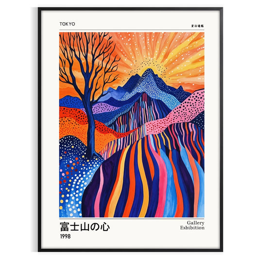 allure Fuji Spirit Yayoi Kusama poster ethereal white blue tones iconic style mystical essence Mount art enthusiasts collectors available